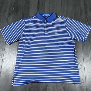 Fairway Greene Polo Mens Large Performance Blue White Stripe Golf Sanctuary Club